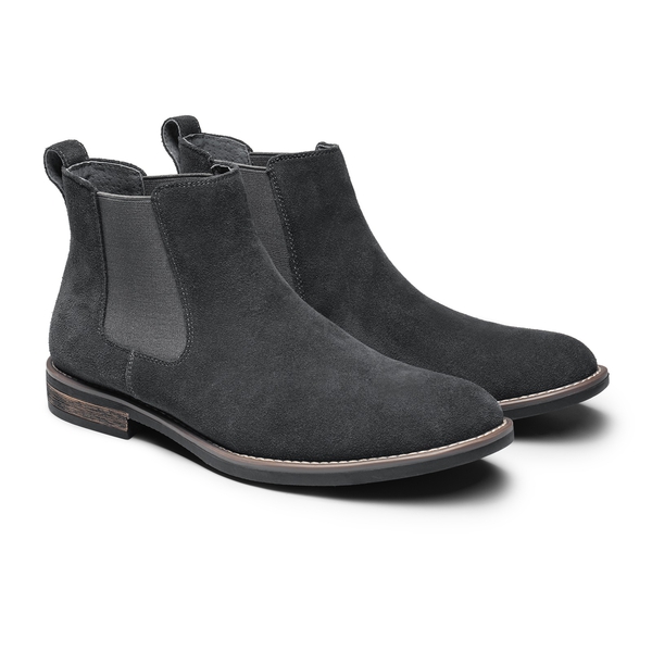 Men's Timeless Suede Leather Chelsea Boots - GREY - 5